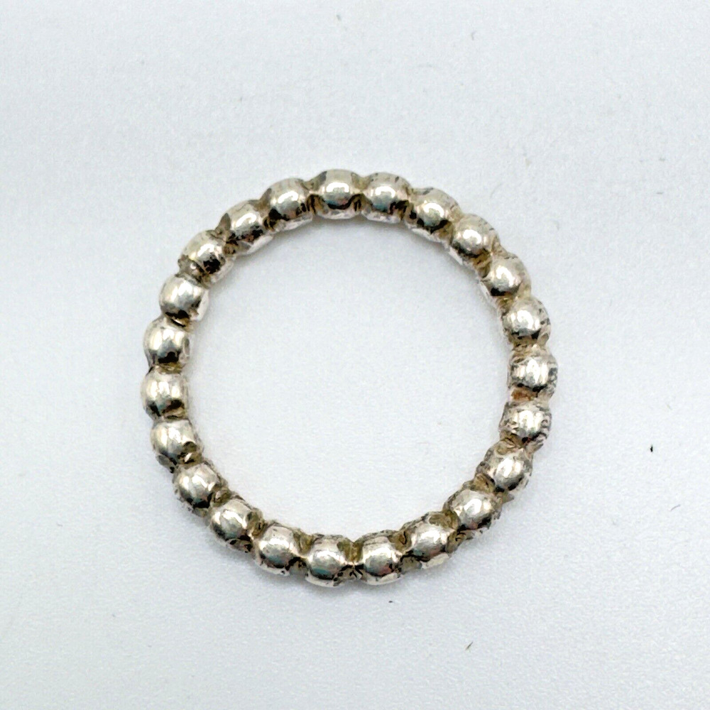 Sterling Silver 925 Dot Bead Design Stacking Band Ring Size 6.25 Dainty Handmade - Picture 4 of 8